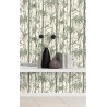 Papeldecor|Papel pintado cañas de bambú oriental blanco y verde|Papel Pintado