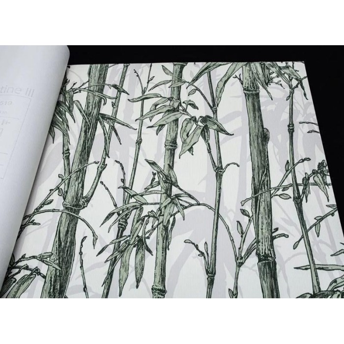 Papeldecor|Oriental bamboo wallpaper in white and green|Wallpaper