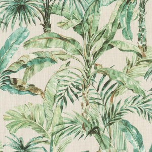 Casamance|Wallpaper tropical greige with Balinese leaves|Tropical