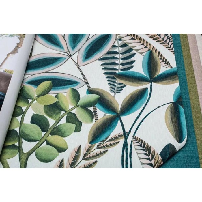 Papeldecor|Papier peint floral imprimé fantaisie tons turquoise|Papier Peint