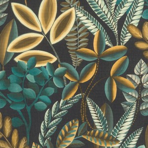 Papeldecor|Papel pintado helechos y hojas plátano lila marrón beige|Papel Pintado