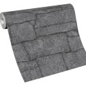 Erismann|Papel pintado muro piedra natural gris oscuro|Papel Pintado