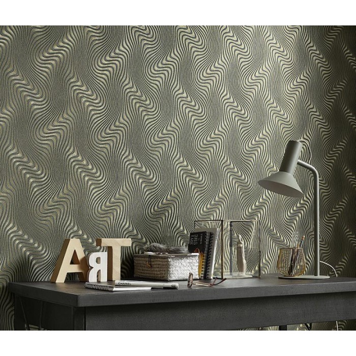 Erismann|Papier peint moderne vagues 3D métalliques|Papier Peint