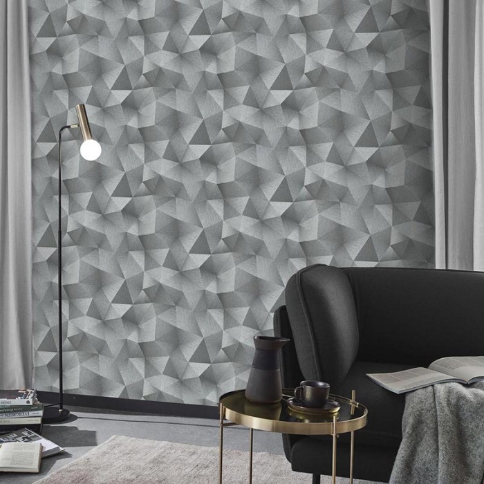 Erismann|Modern wallpaper 3D diamonds gray silver|Wallpaper