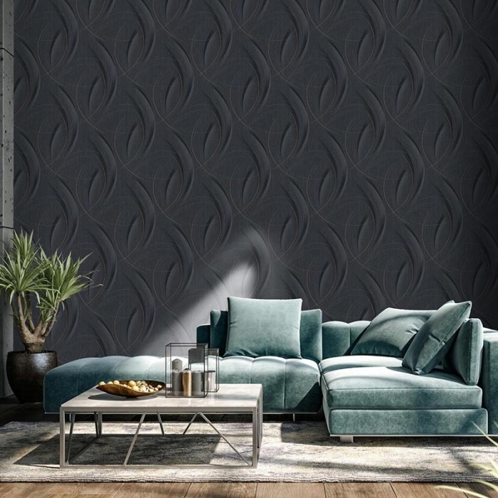 Erismann|Papel pintado moderno negro curvas y rayas|Papel Pintado