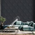 Erismann|Papier peint moderne noir courbes et rayures|Papier Peint