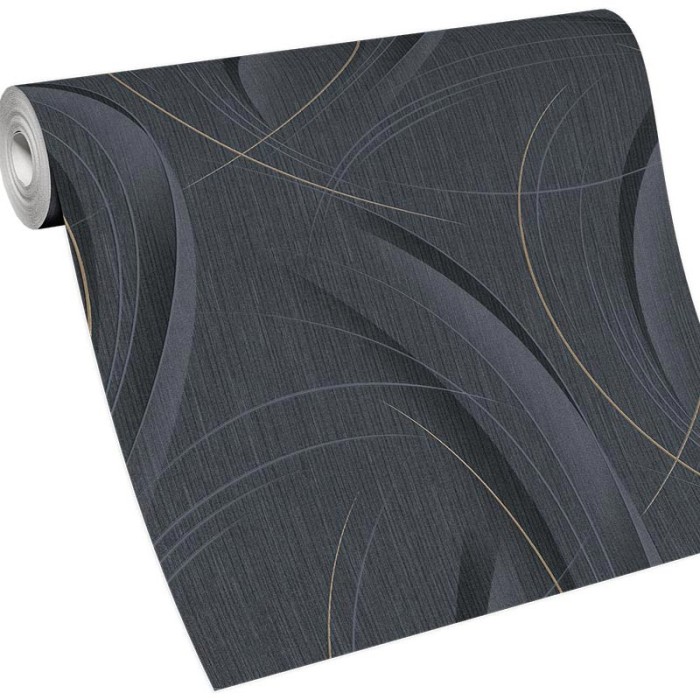 Erismann|Papel pintado moderno negro curvas y rayas|Papel Pintado