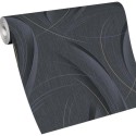 Erismann|Papier peint moderne noir courbes et rayures|Papier Peint