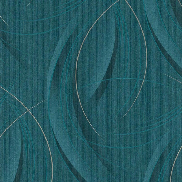 Erismann|Papel pintado moderno rayas curvas verde turquesa|Papel Pintado
