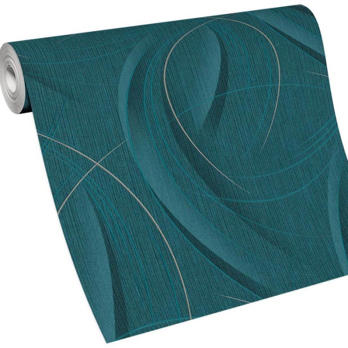 Erismann|Modern wallpaper curved stripes turquoise green|Wallpaper