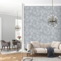 Erismann|Japandi Tapete exotische Blätter silber glänzend|Tapeten