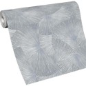 Erismann|Papier peint Japandi feuilles exotiques argent brillant|Papier Peint