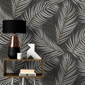 Casadeco|Schwarze Textiltapete in Leinenoptik|Tapeten 2