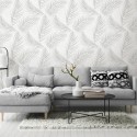 Erismann|Papier peint floral feuilles de palmier crème brillante|Papier Peint