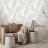 Erismann|Florale Tapete Palmblätter creme glänzend|Tapeten