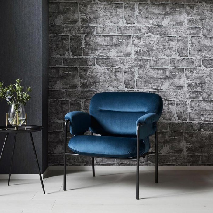 Erismann|Papel pintado muro piedra natural gris antracita con brillo|Papel Pintado