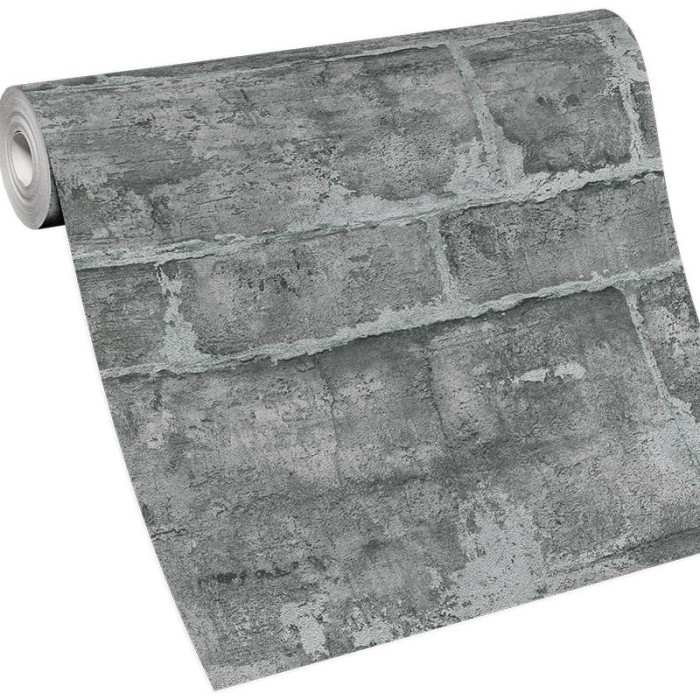 Erismann|Papier peint mural pierre naturelle gris anthracite brillant|Papier Peint