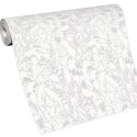 Erismann|Papier peint floral arbustes sauvages blanc et argent|Papier Peint