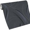 2-5036 - Papel pintado moderno negro curvas rayas