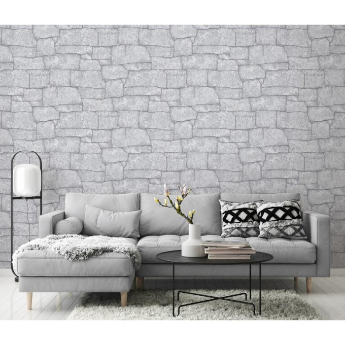 Papeldecor|Wandtapete Natursteinoptik Grau|Steinimitat