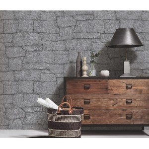 Papeldecor|Papier peint maçonnerie mortier style industriel beige gris|Imitation Pierre 2