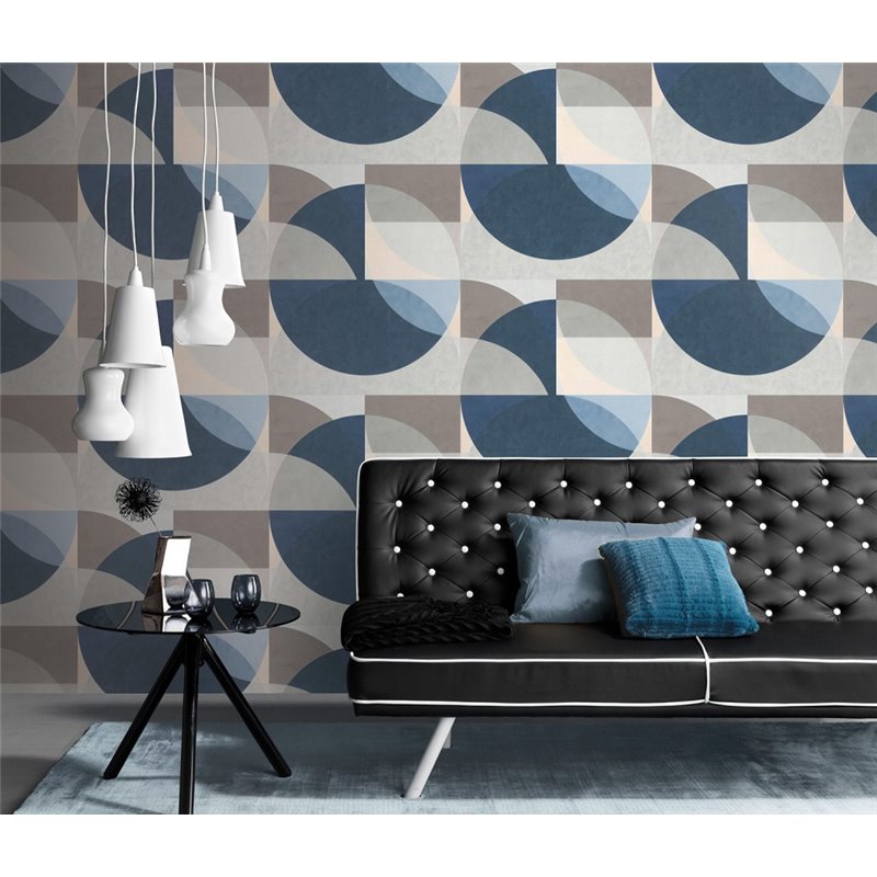 Geométrica Papel Pintado Azul de Pared Moderno para el salón Dormitorio