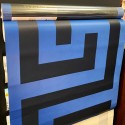 Versace|Papel pintado patrón clave griega azul y negro|Papel Pintado