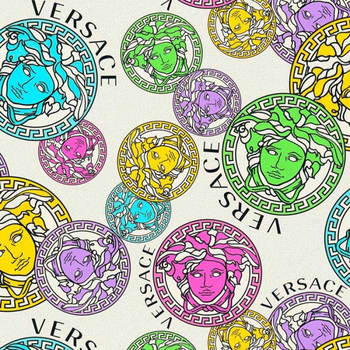 Versace|Papel pintado Versace medusa estilo pop art multicolor|Papel Pintado