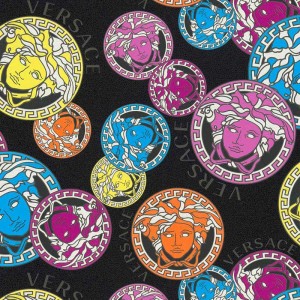 Versace|Tapete Versace Logos blau und gold metallic|Tapeten