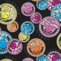 Versace|Papel pintado Versace medusa negro con logotipos multicolor|Papel Pintado