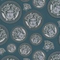 Versace|Wallpaper Versace Medusa turquoise metallic silver|Wallpaper