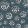 Versace|Papier peint Versace Méduse turquoise argent métallisé|Papier Peint