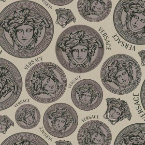 Versace|Tapete Versace Logos blau und gold metallic|Tapeten