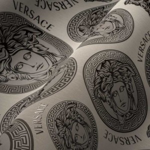 Versace|Tapete Versace Logos blau und gold metallic|Tapeten 2