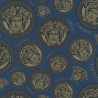 Versace|Papier peint Versace logos bleu et or métallisé|Papier Peint