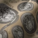 Versace|Tapete Versace Logo beige und silber|Tapeten