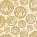 Papel pintado Versace logotipo crema y dorado - Versace Versace V 386115
