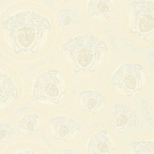 Versace|Tapete Versace Logos blau und gold metallic|Tapeten