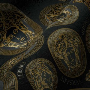 Versace|Papier peint Versace Méduse turquoise argent métallisé|Papier Peint 2