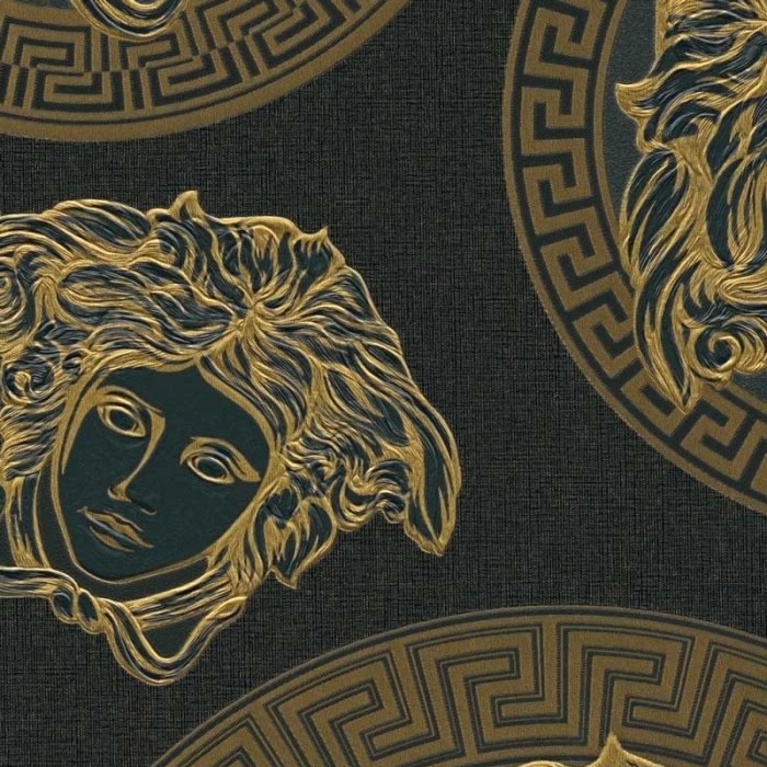 Papel pintado Versace logotipos negro y dorado - Versace Versace V 386117
