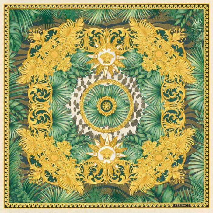 Versace|Papel pintado Versace jungle ornamental dorado y verde|Papel Pintado