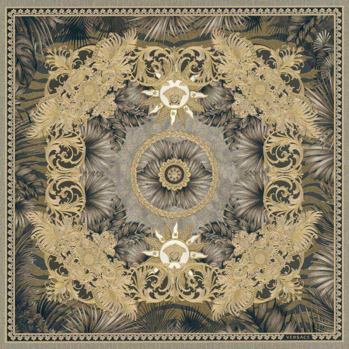 Versace|Papel pintado Versace barroco negro y dorado|Papel Pintado