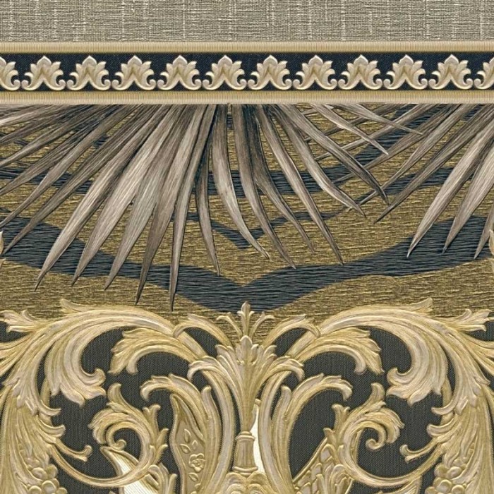 Versace|Papier peint Versace baroque noir et or|Papier Peint