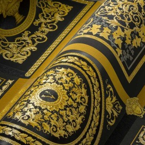 Casamance|Wallpaper interlaced pattern green and gold metallic|High-End 2