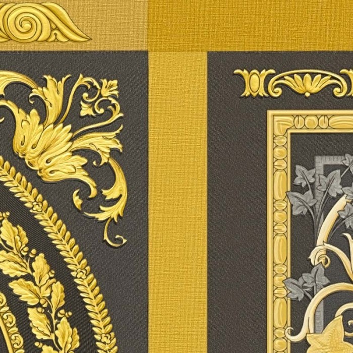 Versace|Papier peint Versace mosaïque baroque noir et or|Papier Peint