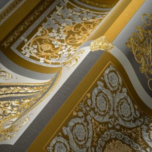Versace|Wallpaper Versace baroque mosaic black and gold|Wallpaper 2