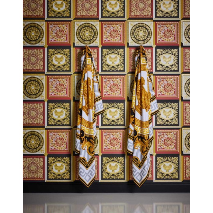 Versace|Papier peint Versace baroque rouge et or|Damas