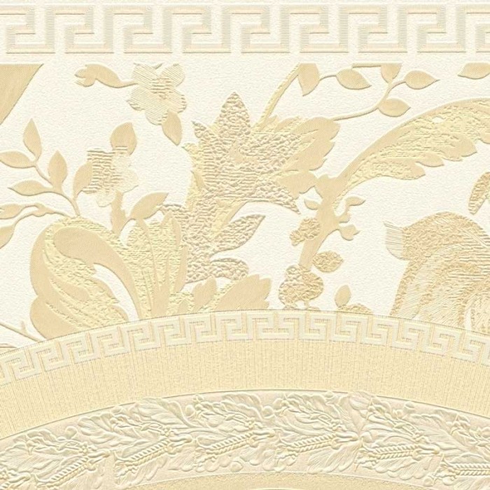 Versace|Papier peint Versace motifs typiques or métallisé|Papier Peint
