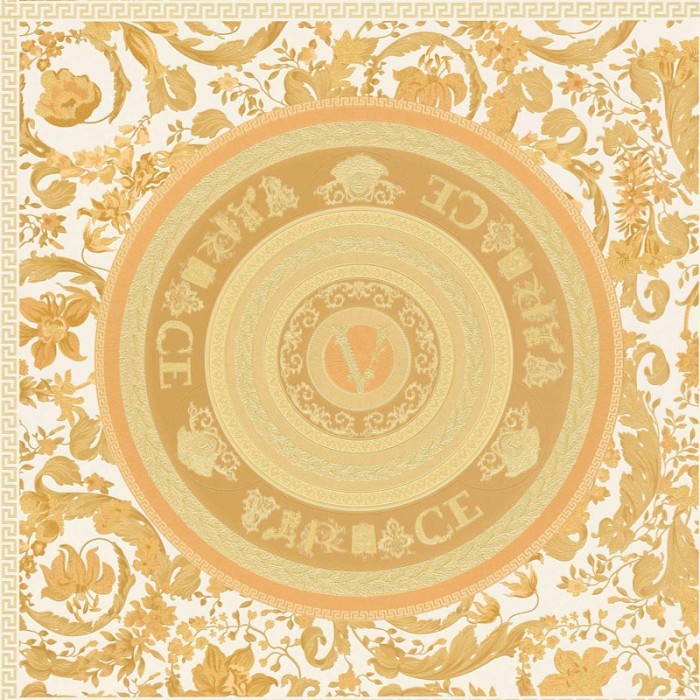 Papel pintado Versace orfebrería clásica blanco y dorado - Versace Versace V 387054