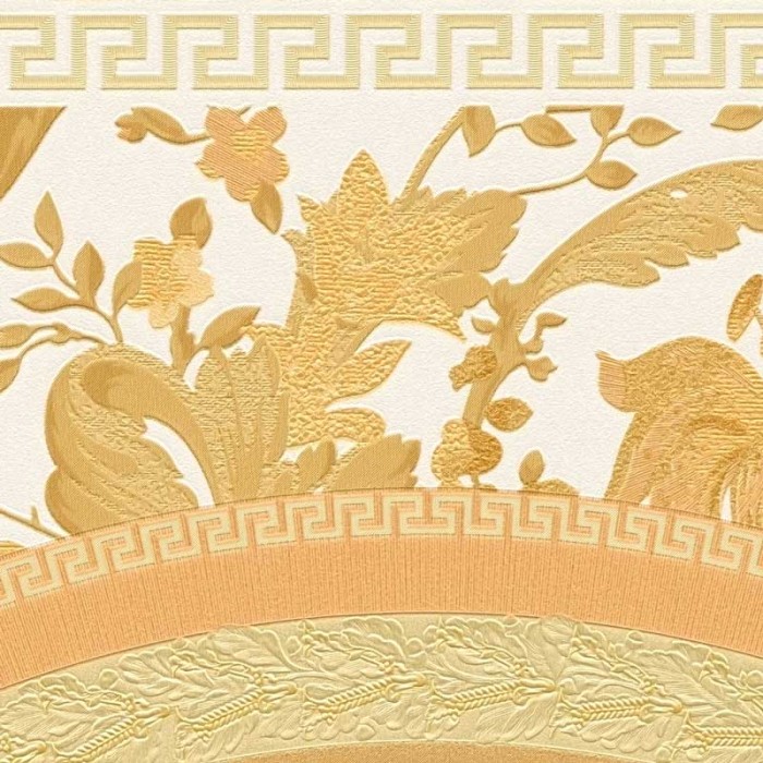 Versace|Tapete Versace klassische Goldschmiedekunst weiß und gold|Tapeten